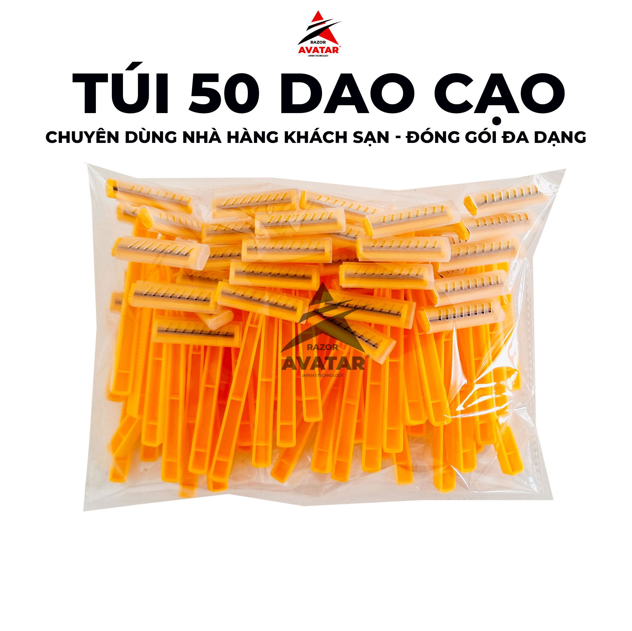 Combo 50 cây dao cạo cán ngắn vàng 2 lưỡi Chuyên Dùng Cho Khách Sạn Resort